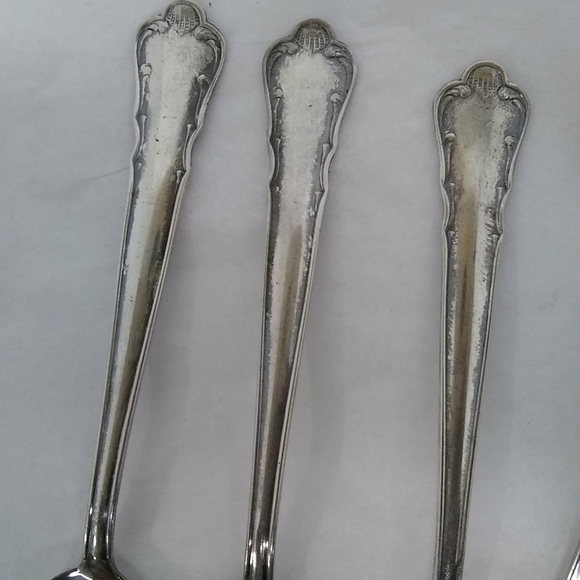 6) GAB Sweden Demitasse Silver plated Spoons 4" Silver  flatware Makers Marks - Picture 4 of 6